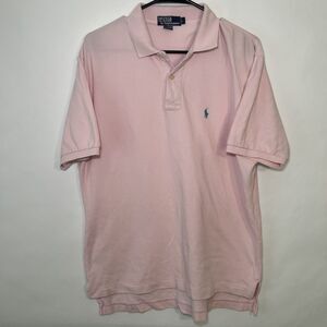 Polo Ralph Lauren Polo Shirt Mens Size L Large Pink Blue Pony Logo Short Sleeve